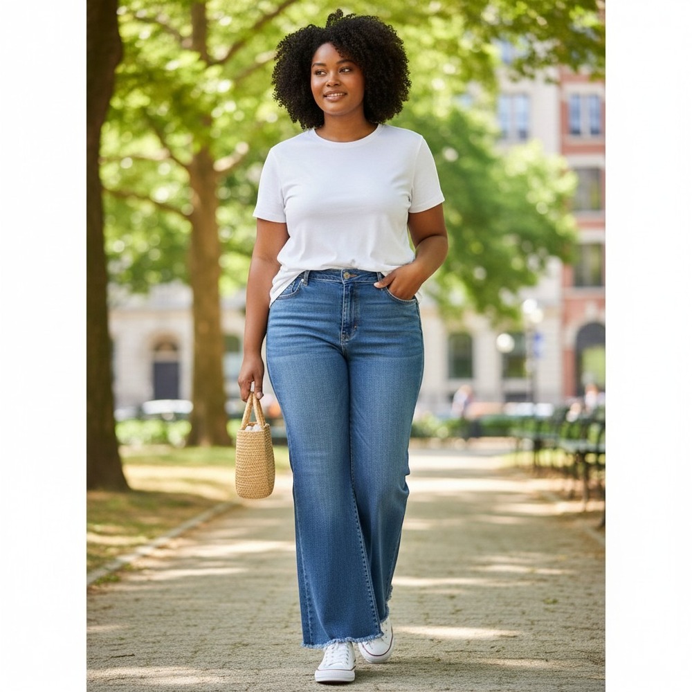 Smiths Dungarees Jeans 22W Blue Excellent Raw‎ Hem Wide Leg Denim Pants